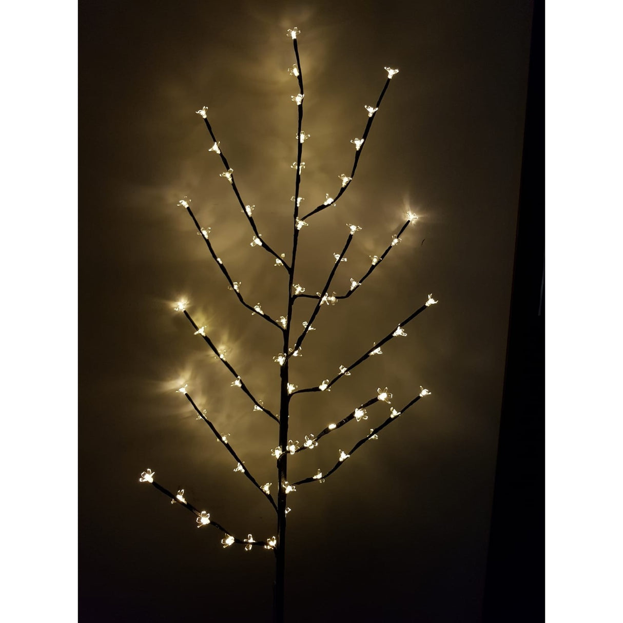 Decoratiune Luminoasa, Flippy, Crenguta, cu Baterii, 72 LED -uri, Flori, Alb Cald - vivimall.ro