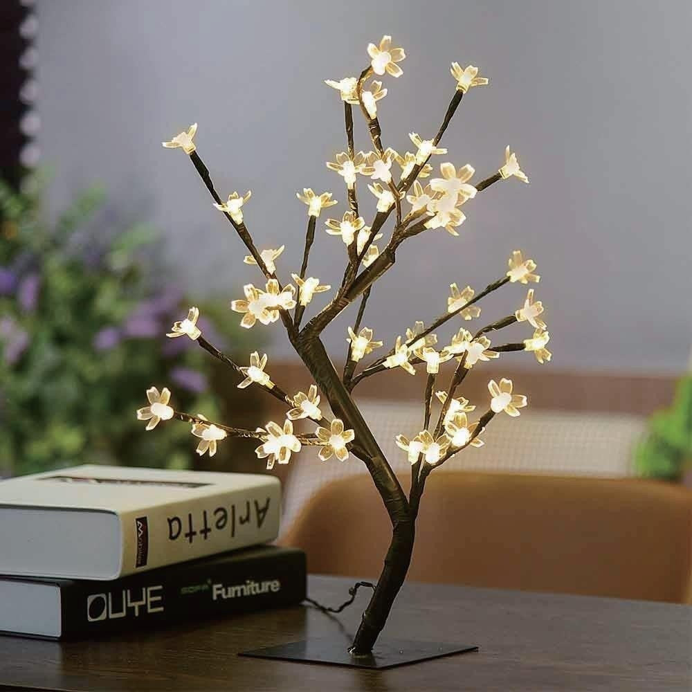 Decoratiune Luminoasa, Crenguta, Cu Baterii, 72 Led -Uri, Flori