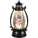 Decoratiune Luminoasa, Vivimall, Felinar de Craciun, cu Lumina LED, Ornament Model Lampa cu Ulei Om de Zapada, cu Maner, 14x7x6 cm, Negru, Resigilat - vivimall.ro