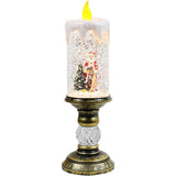 Decoratiune Luminoasa, Vivimall, Lampa de Craciun, cu Lumina LED, Ornament Model Sfesnic cu Lumanare Mos Craciun si Bradul, 26x8.5x8.5 cm, Auriu - vivimall.ro