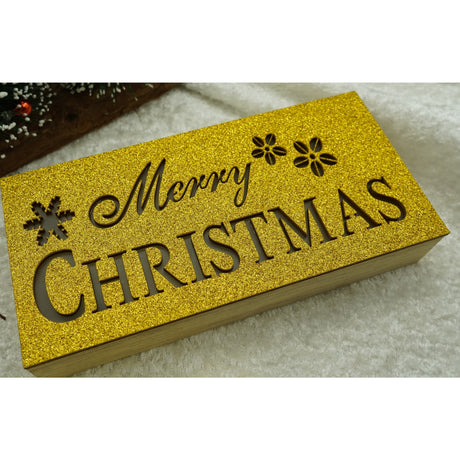 Decoratiune luminoasa, Vivimall, Marry Christmas, galben, lungime: 19 cm, latime: 9 cm, inaltime: 4 cm, lemn, interior/exterior - vivimall.ro