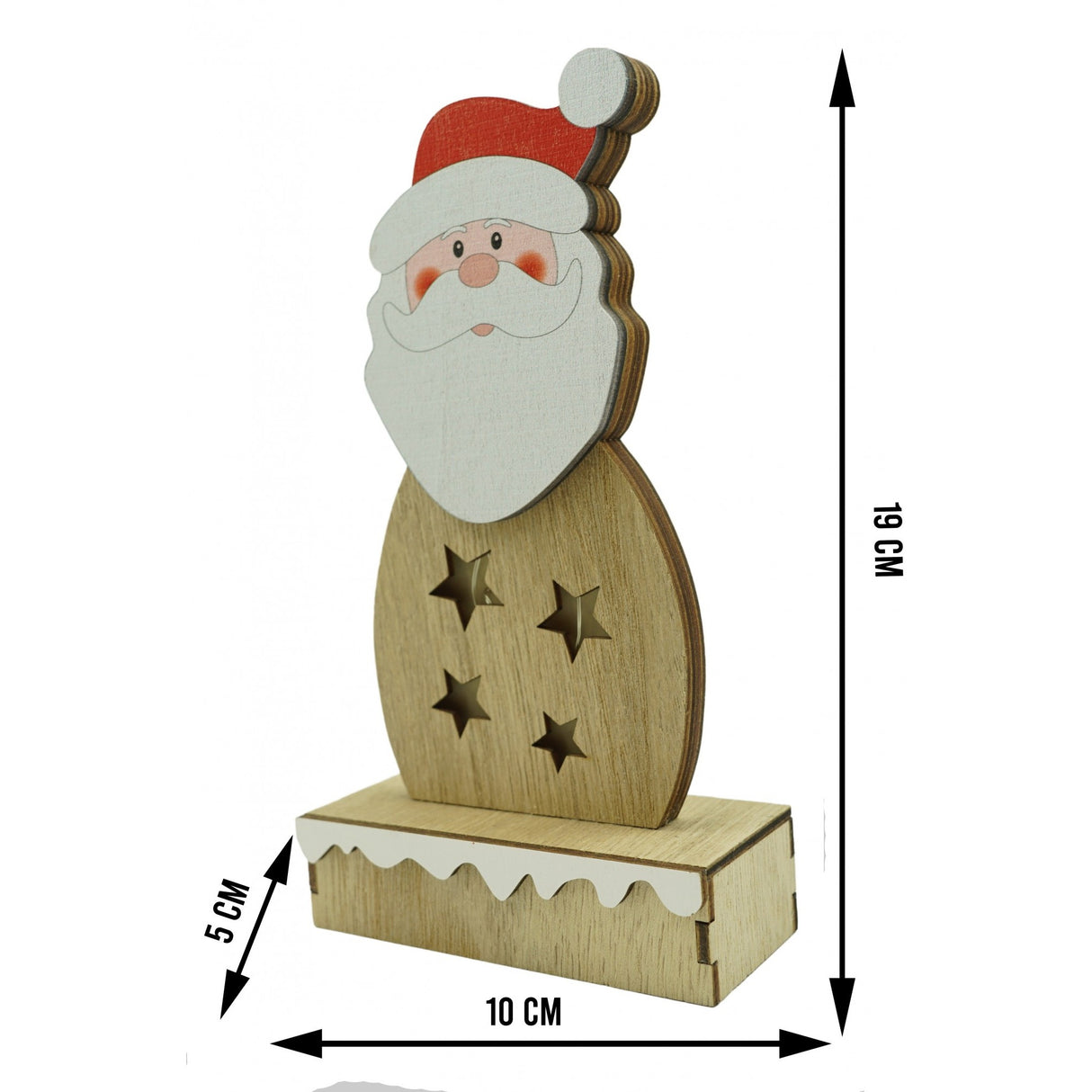 Decoratiune luminoasa, Vivimall, Mos Craciun, maro, lungime: 10 cm, latime: 5 cm, inaltime: 19 cm, lemn, interior/exterior - vivimall.ro