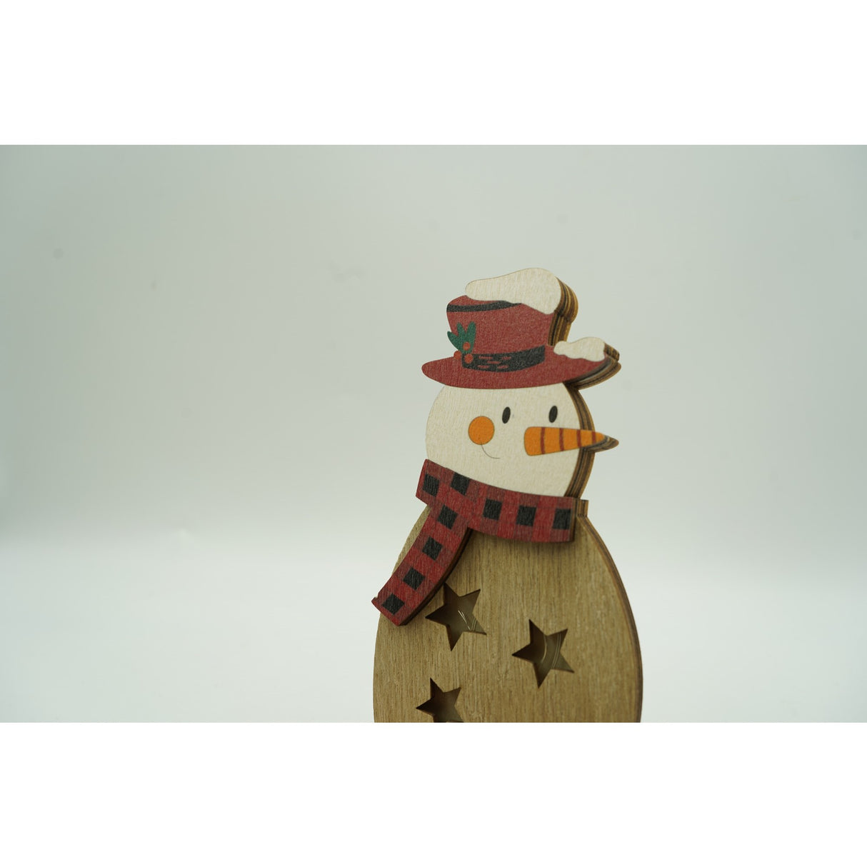 Világító Dekoráció, Hóember, Hossz: 10 Cm, Szélesség: 5 Cm, ​​​​Magasság: 19 Cm, Fa, Beltéri/Kültéri