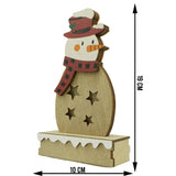 Világító Dekoráció, Hóember, Hossz: 10 Cm, Szélesség: 5 Cm, ​​​​Magasság: 19 Cm, Fa, Beltéri/Kültéri