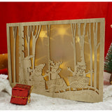 Decoratiune luminoasa, Vivimall, Peisaj de iarna - Mos Craciun, maro, lungime: 21 cm, latime: 5 cm, inaltime: 16 cm, lemn, interior/exterior - vivimall.ro