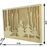 Decoratiune luminoasa, Vivimall, Peisaj de iarna - Om de zapada, maro, lungime: 21 cm, latime: 5 cm, inaltime: 16 cm, lemn, interior/exterior - vivimall.ro