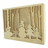 Decoratiune luminoasa, Vivimall, Peisaj de iarna - Om de zapada, maro, lungime: 21 cm, latime: 5 cm, inaltime: 16 cm, lemn, interior/exterior - vivimall.ro