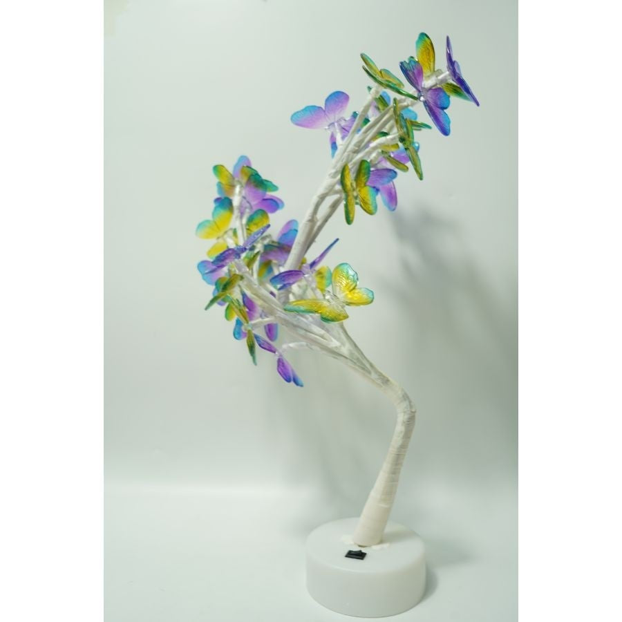 Decoratiune luminoasa, Vivimall, Tip copac cu fluturi, cu baterii/USB - vivimall.ro