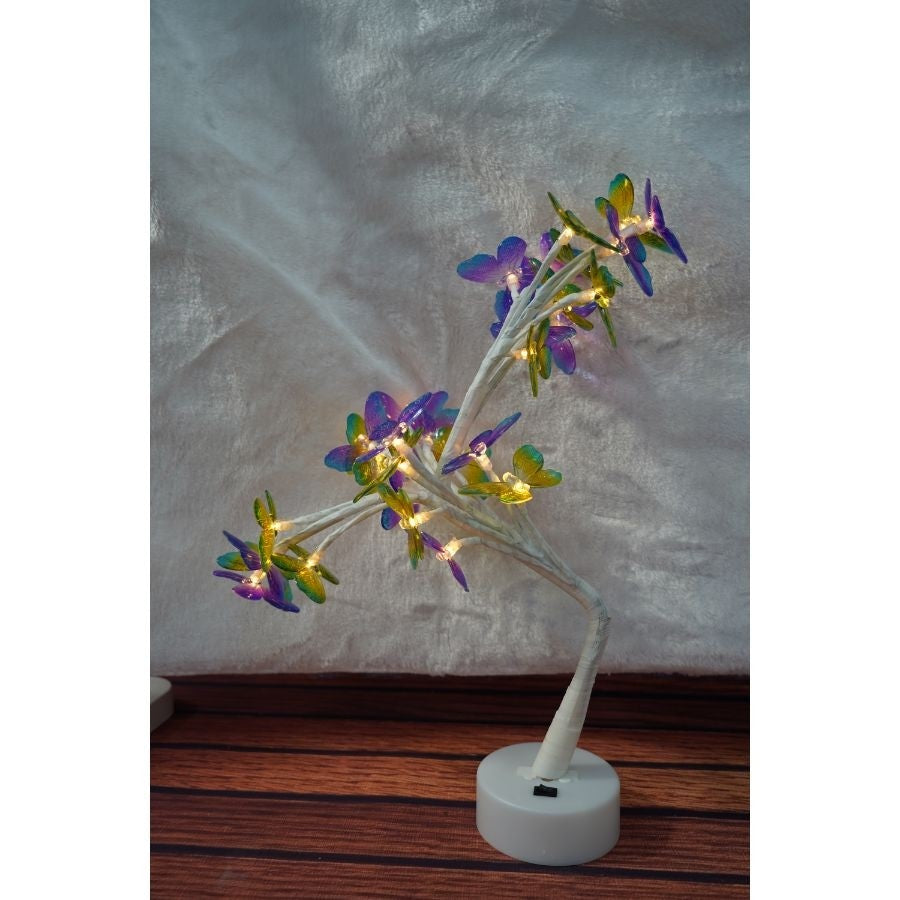Decoratiune luminoasa, Vivimall, Tip copac cu fluturi, cu baterii/USB - vivimall.ro