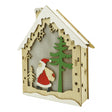 Decoratiune luminoasa, model de  Casa cu Mos Craciun, maro, lungime: 18 cm, latime: 21 cm, inaltime: 5 cm, lemn, interior/exterior - vivimall.ro