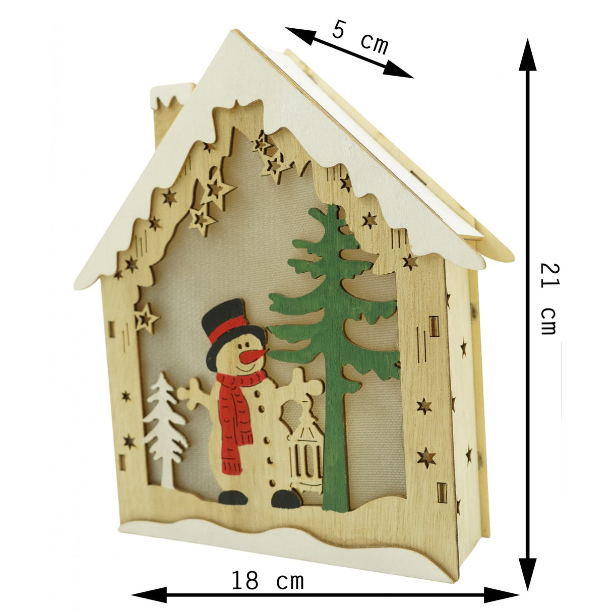 Világító dekoráció, Hossz: 18 Cm, Szélesség: 5 Cm, ​​​​Magasság: 21 Cm, Fa, Beltéri/Kültéri