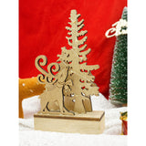 Decoratiune luminoasa, peisaj cu Cerb si Brad, maro, lungime: 11 cm, latime: 5 cm, inaltime: 19 cm, lemn, interior/exterior - vivimall.ro