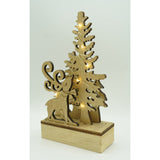 Decoratiune luminoasa, peisaj cu Cerb si Brad, maro, lungime: 11 cm, latime: 5 cm, inaltime: 19 cm, lemn, interior/exterior - vivimall.ro