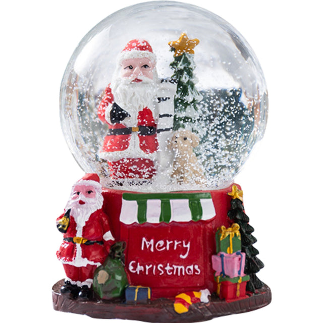 Decoratiune muzicala glob cu zapada, cu lumini si muzica, Mos Craciun, 9x12,5 cm, multicolor - vivimall.ro