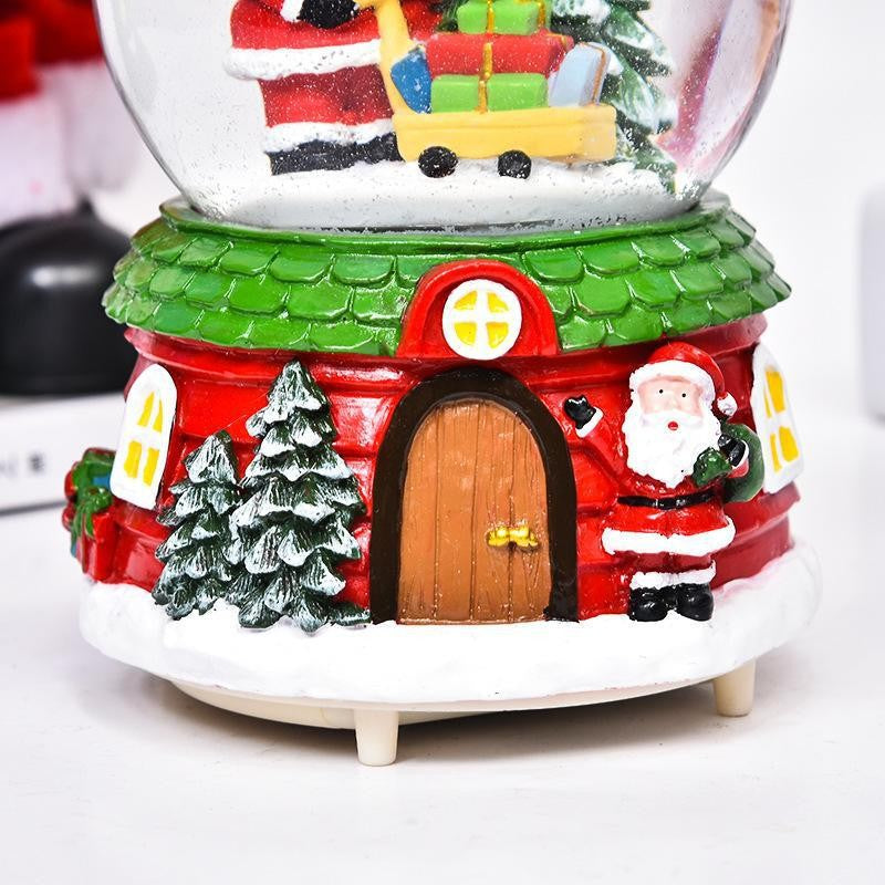 Decoratiune muzicala glob cu zapada, cu lumini si muzica, Mos Craciun, 12.5 cm, multicolor - vivimall.ro