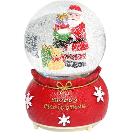 Decoratiune Muzicala Glob Cu Zapada, Cu Lumini Si Muzica, Mos Craciun, 16 Cm