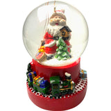 Decoratiune muzicala glob cu zapada, cu lumini si muzica, Mos Craciun, cu trenulet 13.5 cm, multicolor - vivimall.ro