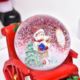 Decoratiune muzicala glob cu zapada, cu lumini si muzica, Mos Craciun, forma scaun, 13 cm, multicolor - vivimall.ro