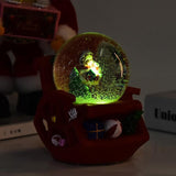 Decoratiune muzicala glob cu zapada, cu lumini si muzica, Mos Craciun, forma scaun, 13 cm, multicolor - vivimall.ro