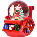 Decoratiune muzicala glob cu zapada, cu lumini si muzica, Mos Craciun, forma scaun, 13 cm, multicolor - vivimall.ro