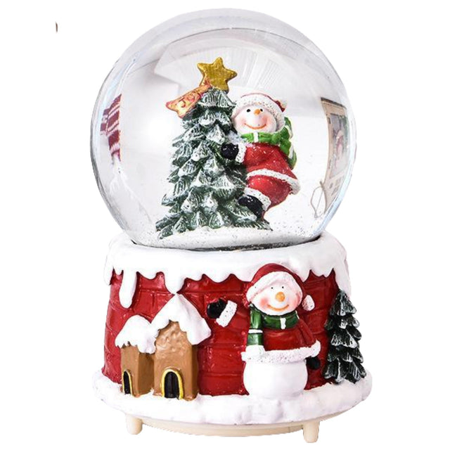 Decoratiune glob cu zapada Flippy, Mos Craciun in brad, diametru 4.5 cm, multicolor - vivimall.ro