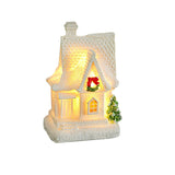Decoratiune Ornament de Craciun, Flippy, Casuta de Craciun din Rasina, Model Casa Mica Iluminata din Interior, 8.5 x 5 x 4 cm, Alb - vivimall.ro