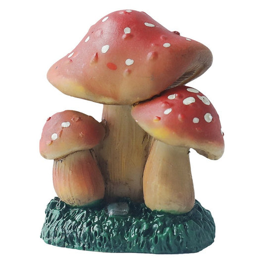 Decoratiune Ornament pentru Ghiveci, Vivimall, Decoratiune pentru Gradina, Model 1 Ciuperci Rosii cu Buline Albe, 3.1 x 4 cm, Rosu - vivimall.ro