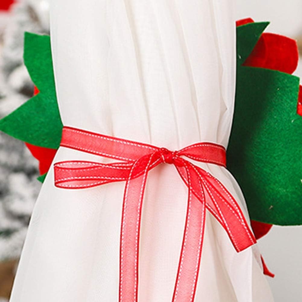 Decoratiune pentru perdea/draperie cu tematica de Craciun Vivimall, model floare Craciunita, material texit si poliester, 31 cm, cu snur, rosu - vivimall.ro