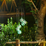 Lampa solara de tip decoratiune pentru gradina, Vivimall, model clopotel de vant,  alb cald - vivimall.ro