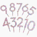 Topper acrilic cifra 3 transparent multicolor pentru tort, suport inclus, vedere de ansamblu