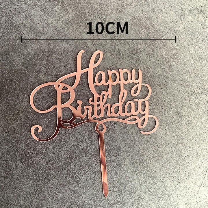 Decoratiune Topper Pentru Tort, Model Happy Birthday, Tematica Aniversare, 10 Cm,