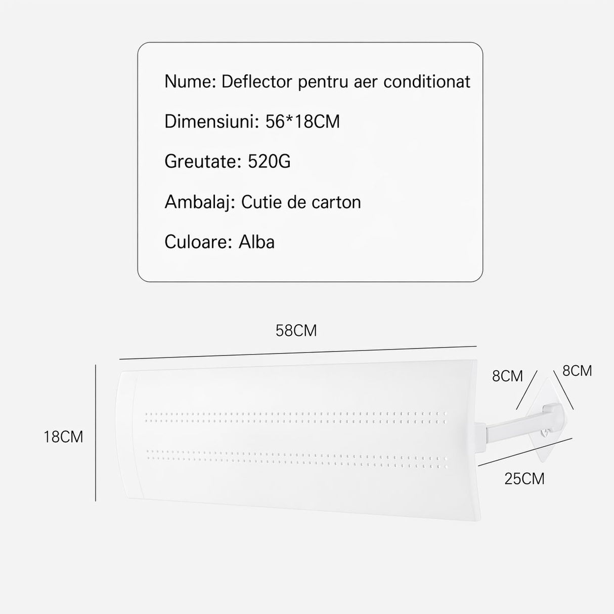 Deflector pentru Aer Conditionat, Flippy, Brat Ajustabil in Forma de Y cu Colturi Rotunjite, Capac pentru Directionarea Fluxului de Aer si Reducerea Curentului Direct - vivimall.ro