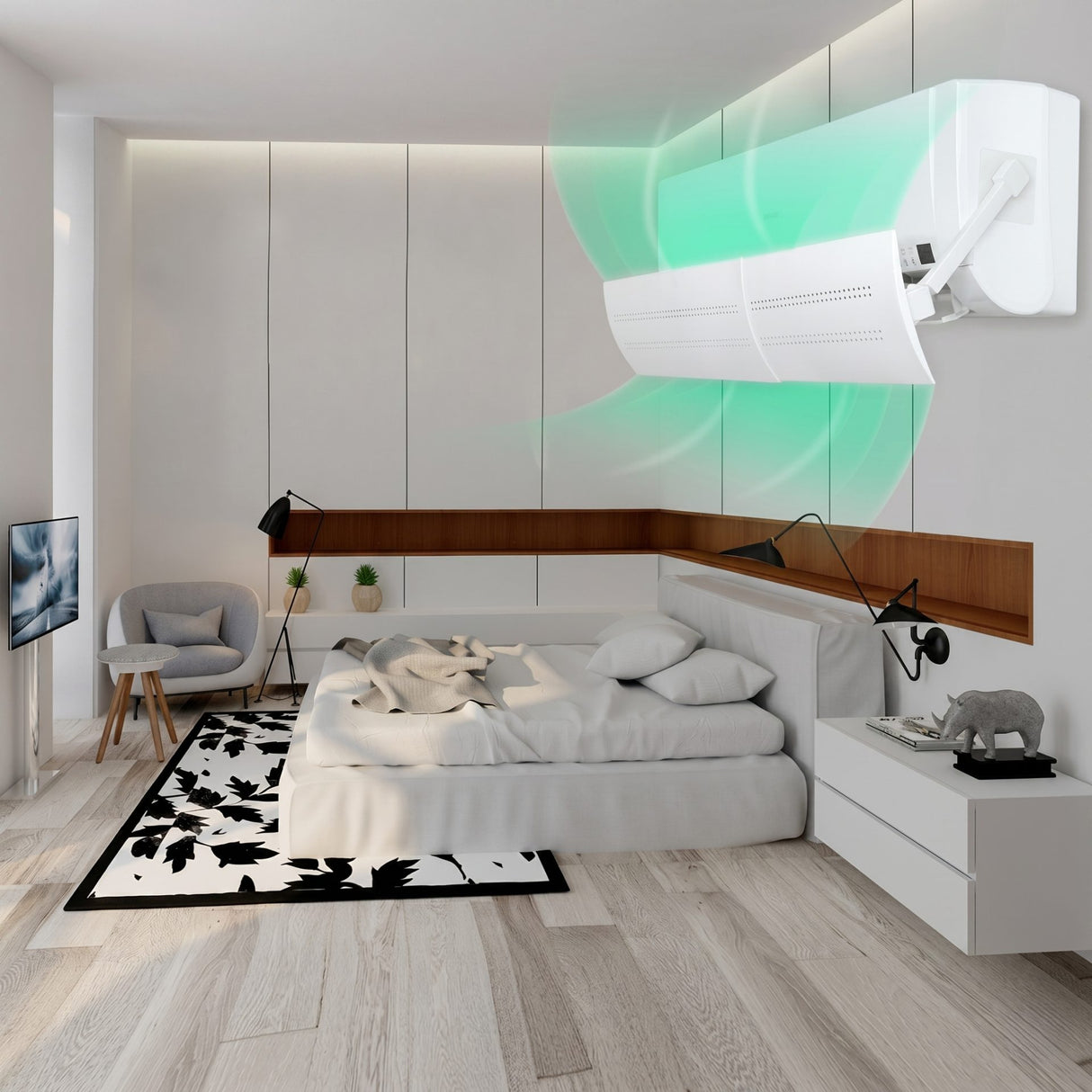 Deflector pentru Aer Conditionat, Flippy, Model S cu Trei Panouri, Capac pentru Directionarea Fluxului de Aer si Reducerea Curentului Direct - vivimall.ro