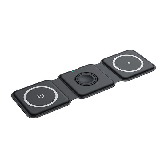 Incarcator Wireless Magnetic/Pliabil 3in1, Vivimall, Multifunctional de Birou, 15W, Compatibil cu iOS/Android, 25 x 7.5 x 1 cm, Negru - vivimall.ro