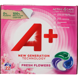 Detergent Capsule A+ 22Buc Fresh Flowers - Curățare Intensă
