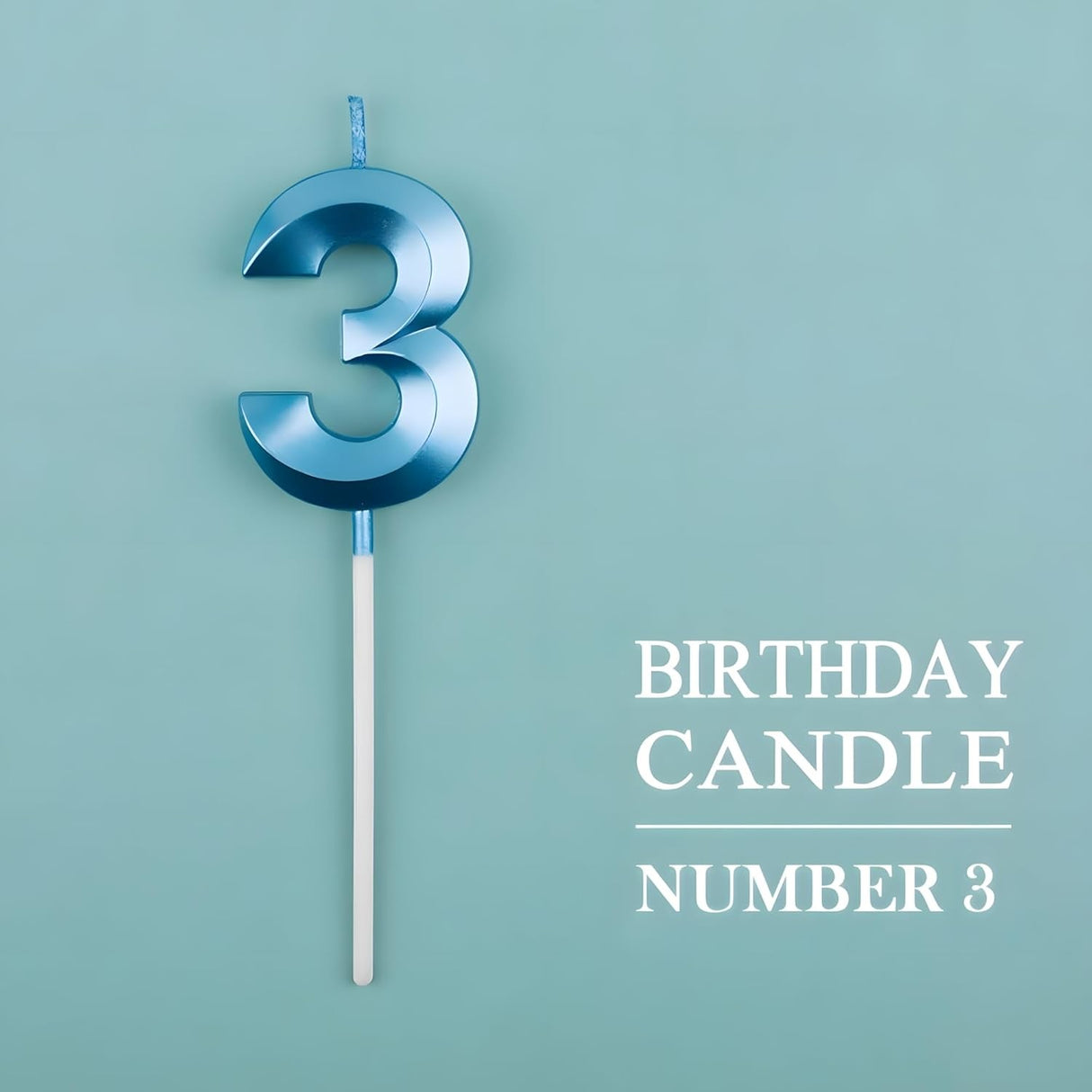 Lumanare Cifra 3, Flippy, Model Diamond, 5 x 3.4 cm, Albastru - vivimall.ro