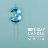 Lumanare Cifra 3, Flippy, Model Diamond, 5 x 3.4 cm, Albastru - vivimall.ro