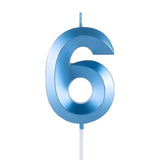 Lumanare Cifra 6, Flippy, Model Diamond, 5 x 3.4 cm, Albastru - vivimall.ro