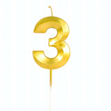 Lumanare Cifra 3, Flippy, Model Diamond, 5 x 3.4 cm, Auriu - vivimall.ro