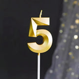 Lumanare Cifra 5, Flippy, Model Diamond, 5 x 3.4 cm, Auriu - vivimall.ro