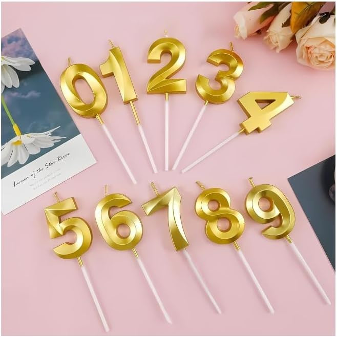 Lumanare Cifra 6, Flippy, Model Diamond, 5 x 3.4 cm, Auriu - vivimall.ro