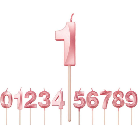 Lumanare Cifra 1, Vivimall, Model Diamond, 5 x 3.4 cm, Roz - vivimall.ro