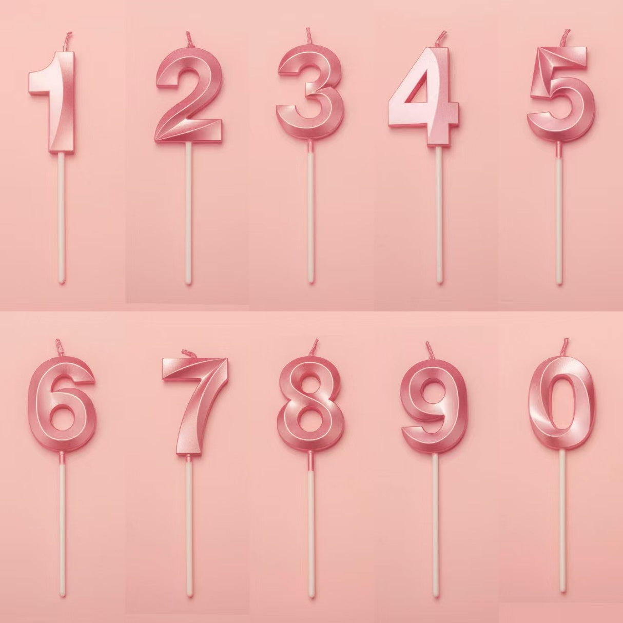 Lumanare Cifra 4, Flippy, Model Diamond, 5 x 3.4 cm, Roz - vivimall.ro