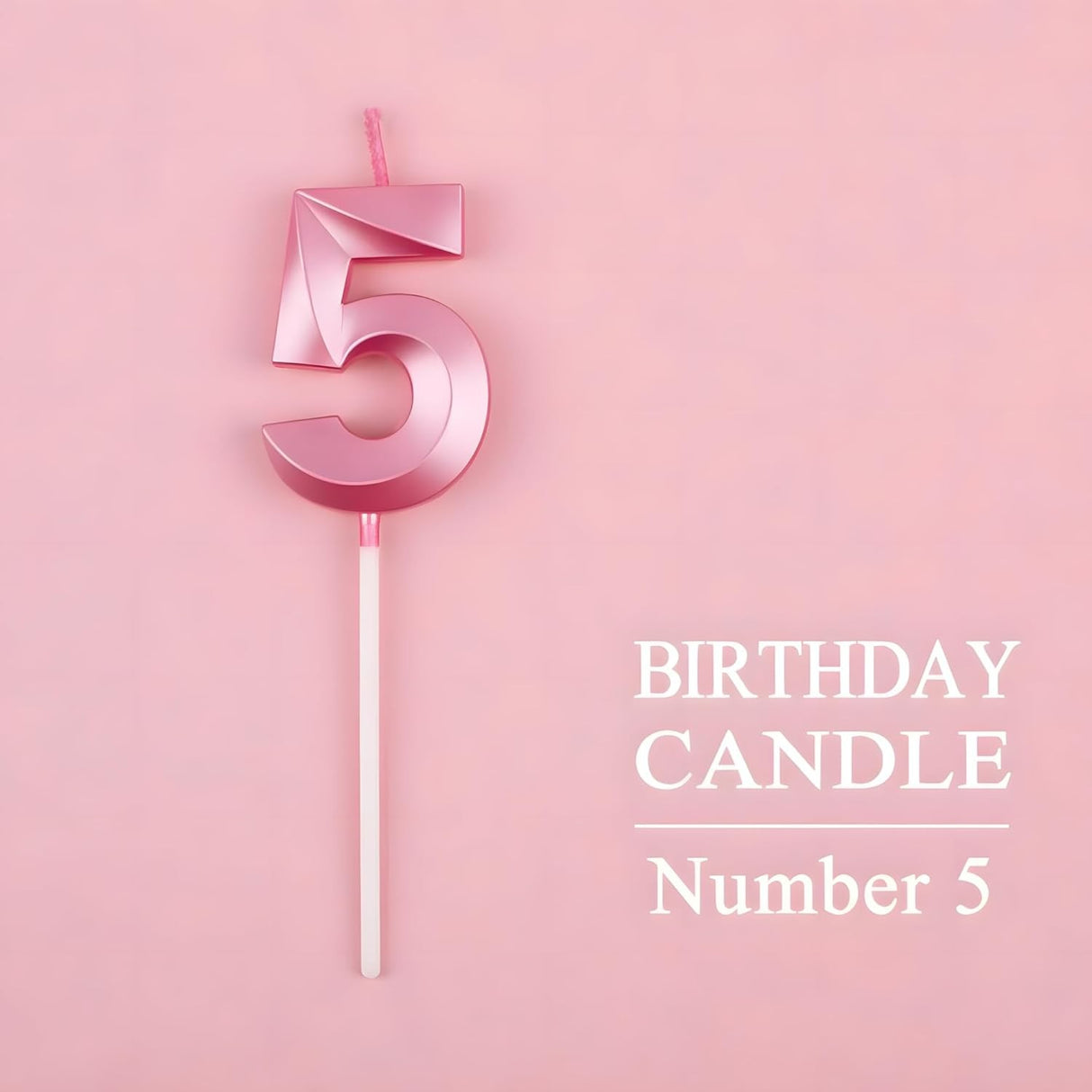 Lumanare Cifra 5, Flippy, Model Diamond, 5 x 3.4 cm, Roz - vivimall.ro