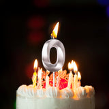 Lumanare Cifra 0, Flippy, Model Diamond, 5 x 3.4 cm, Argintiu - vivimall.ro