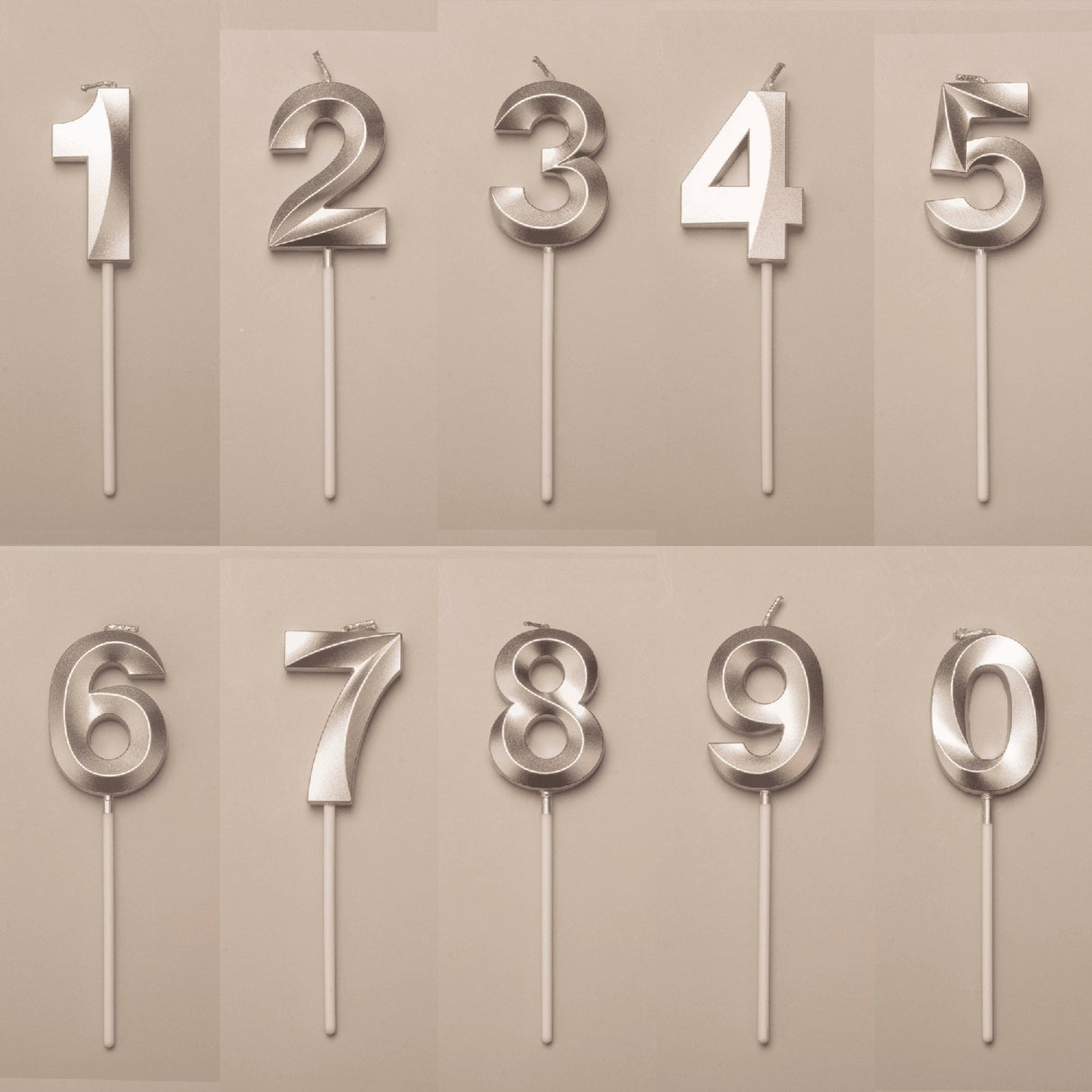 Lumanare Cifra 9, Flippy, Model Diamond, 5 x 3.4 cm, Argintiu - vivimall.ro