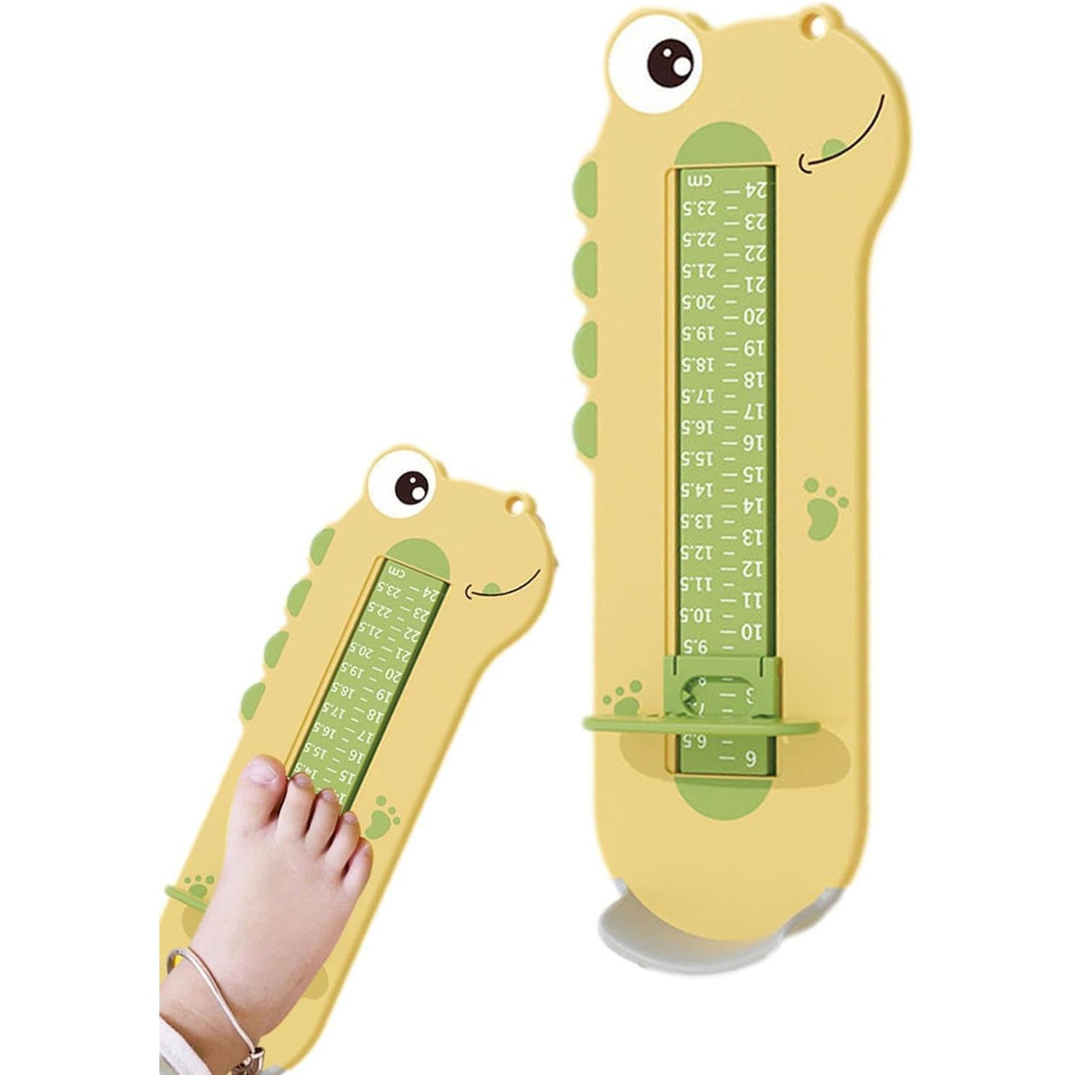 Dispozitiv de Masurat Talpa Piciorului pentru Bebelusi, Vivimall, 9-24, Model Dinozaur, Galben - vivimall.ro