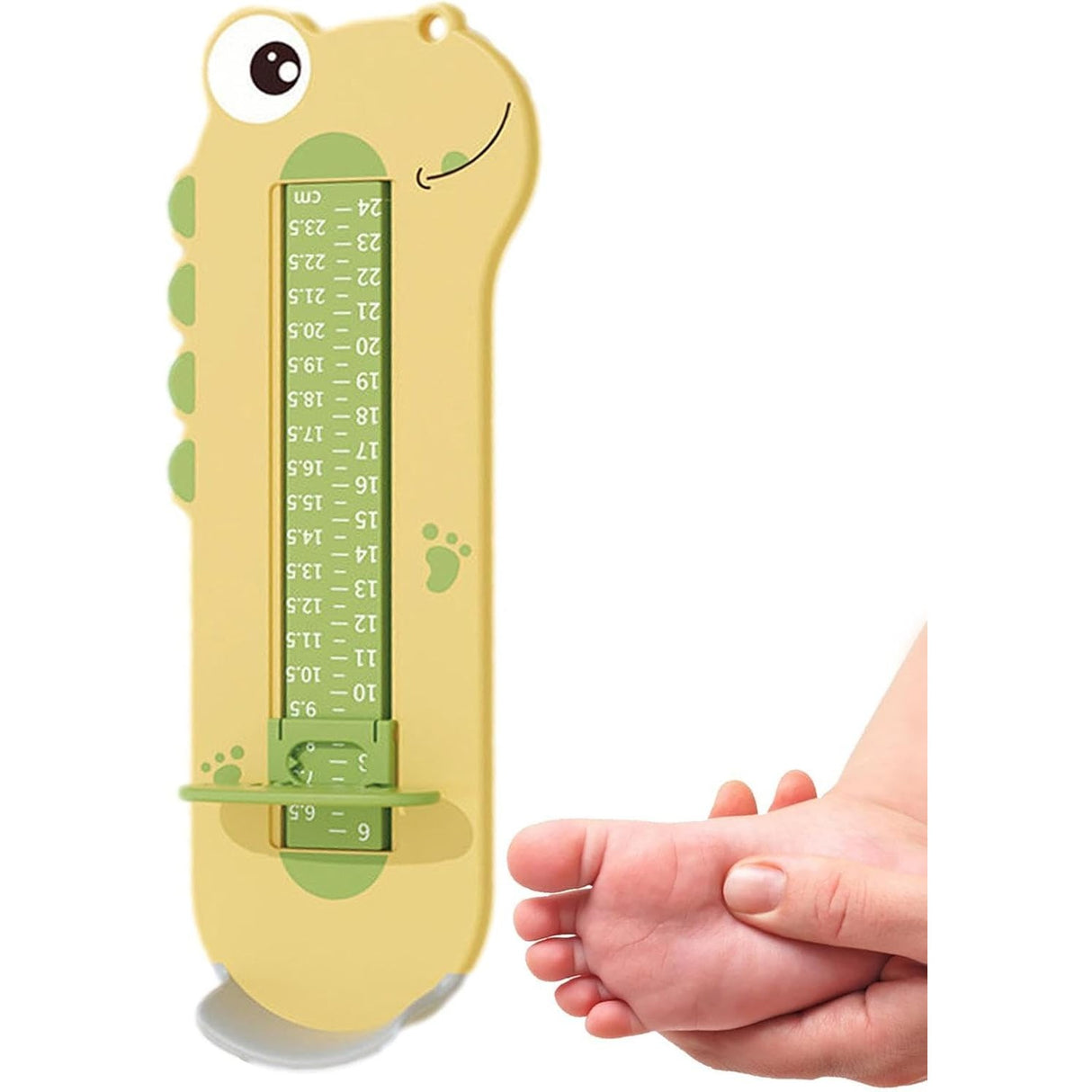 Dispozitiv de Masurat Talpa Piciorului pentru Bebelusi, Vivimall, 9-24, Model Dinozaur, Galben - vivimall.ro