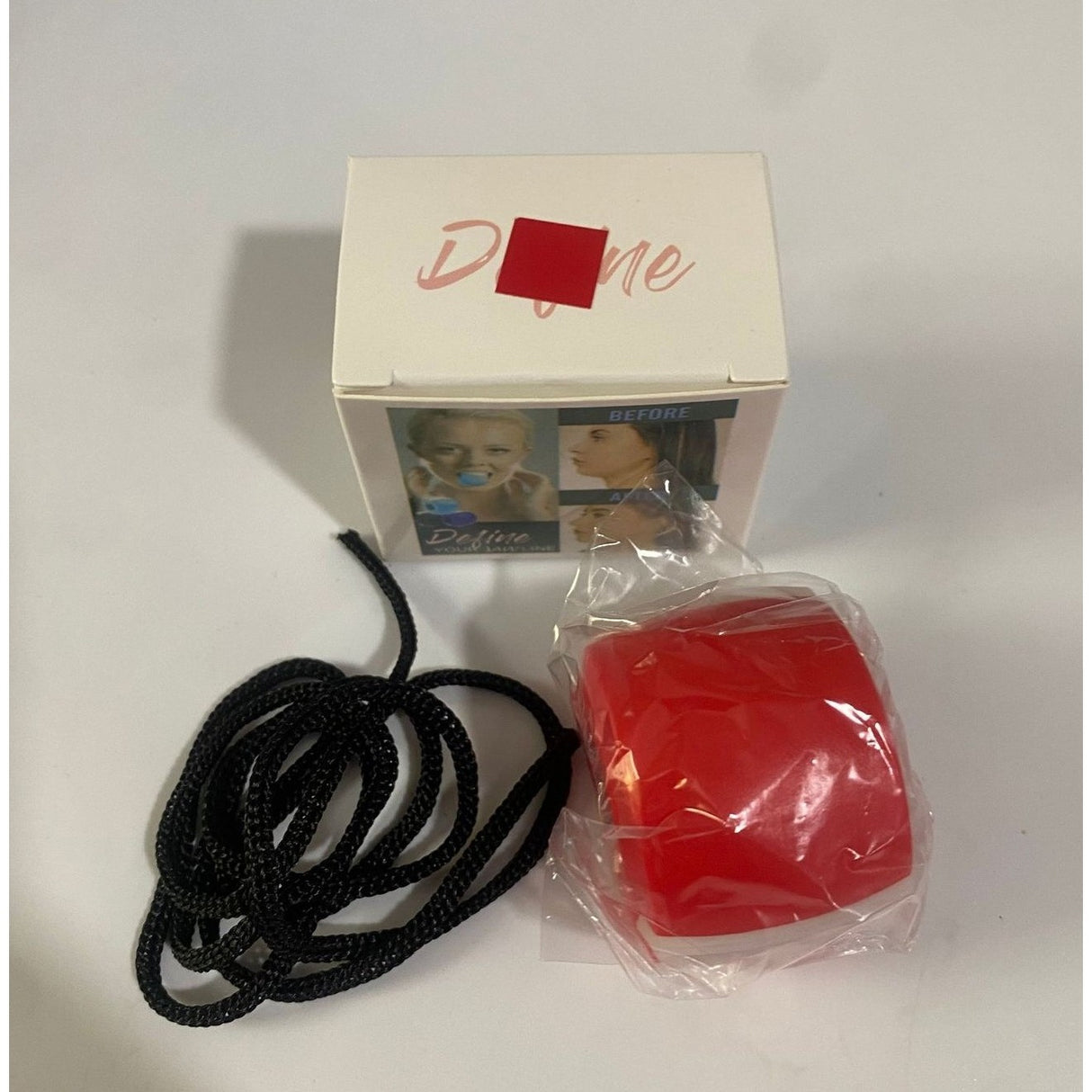 Dispozitiv de Tonifiere Faciala, Vivimall, din Silicon, Corectare Mandibula/Maxilar, Rosu - vivimall.ro