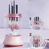 Dispozitiv Portabil de Curatare a Pensulelor de Machiaj, Vivimall, pentru Pensule de Diferite Dimensiuni, 5V, 7000RPM, Vibratii Sonice, USB Type C, 9x9x16 cm, Roz - vivimall.ro